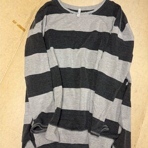 Z Supply Black and Gray Striped Weekender sweatshirt